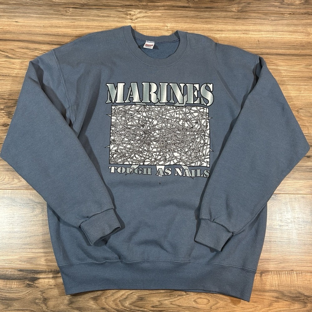 VTG Soffe Sweats Mens XL |Blue| Marines "Tough As Nails" Made In USA Sweatshirt